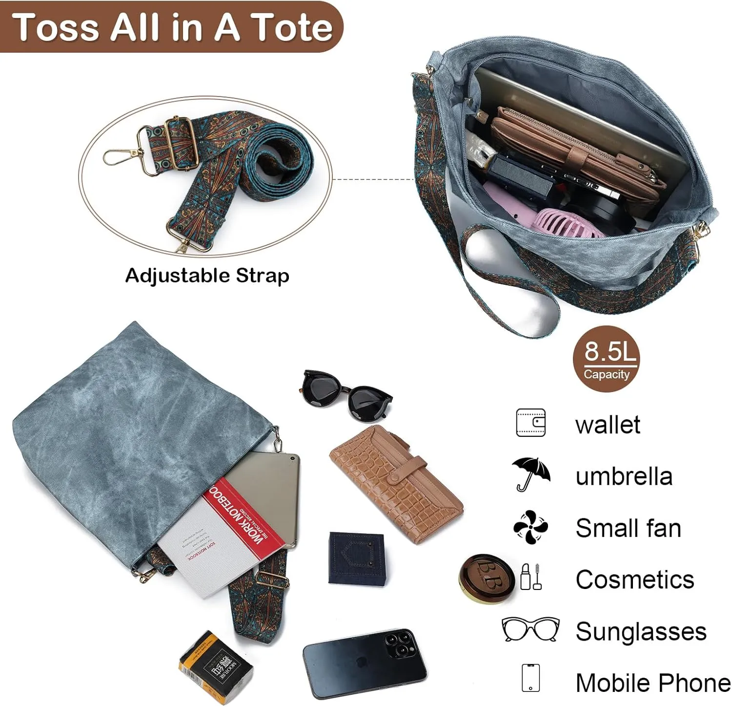 Hobo Crossbody Bags for Women Slouchy Shoulder Bags with Retro Strap Small Vegan Leather Purses for Work, Travel