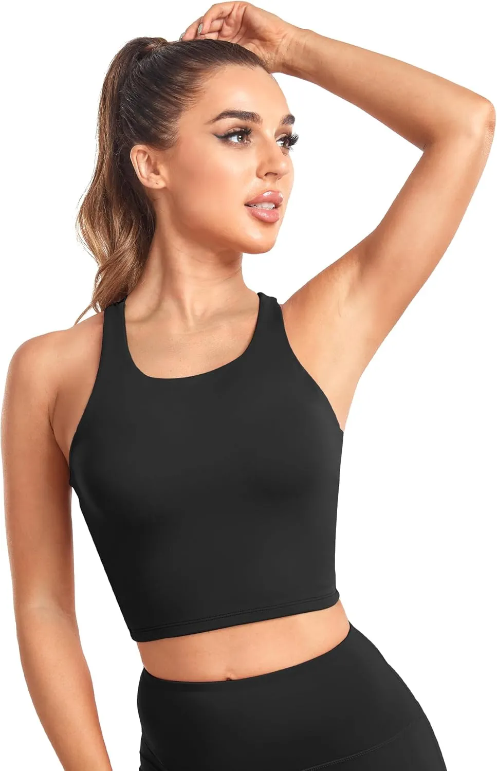 Honlyps Criss Cross Workout Tops for Women Backless Strappy Sports Bra Longline Fitness Yoga Crop Tank Top with Bulit in Bra