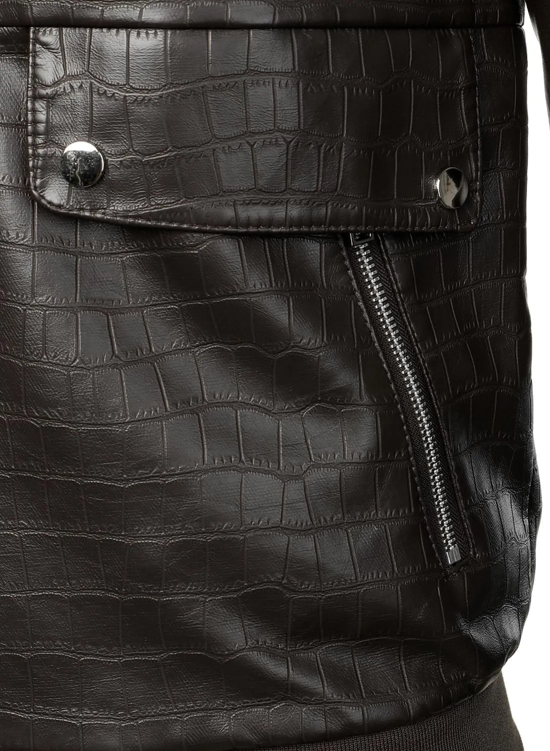 HOOD CREW Mens Stand Collar Leather Jacket Stylish Design Lightweight Faux Leather Varsity Bomber Jackets