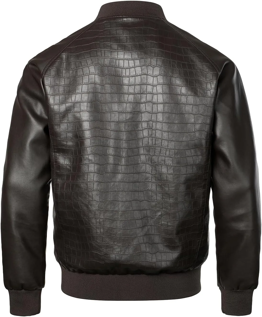HOOD CREW Mens Stand Collar Leather Jacket Stylish Design Lightweight Faux Leather Varsity Bomber Jackets