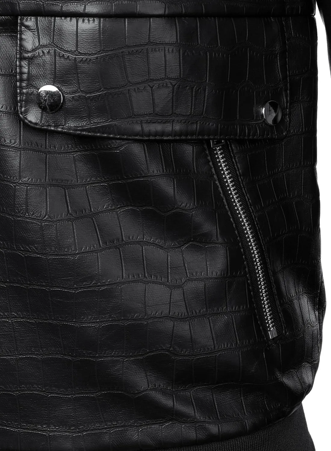 HOOD CREW Mens Stand Collar Leather Jacket Stylish Design Lightweight Faux Leather Varsity Bomber Jackets