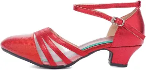 HROYL Women Latin Dance Shoes Closed Toe Salsa Ballroom Practice Heels Party Shoes,Model DYN302