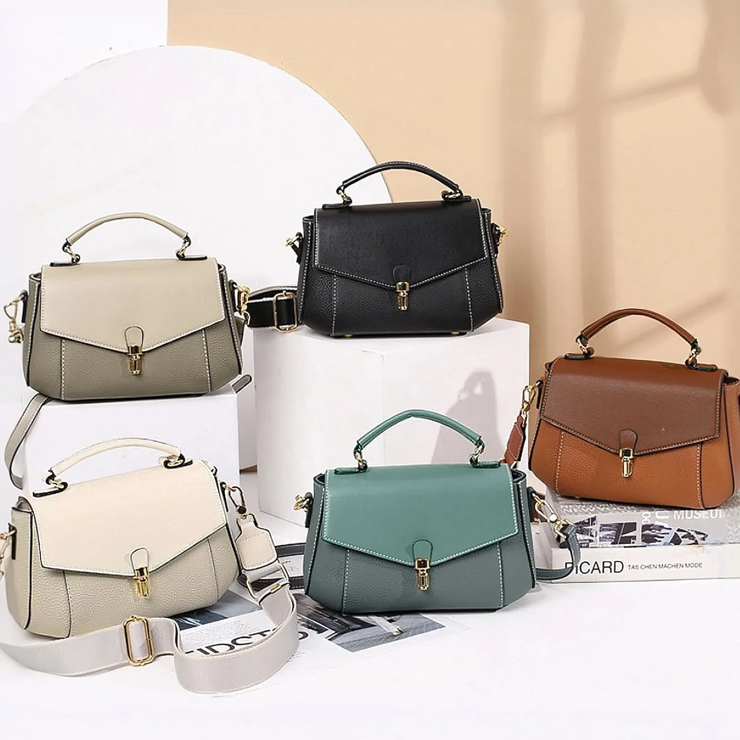 imeetu Genuine Leather Crossbody Bag for Women, Tote Bag Removable Shoulder Strap