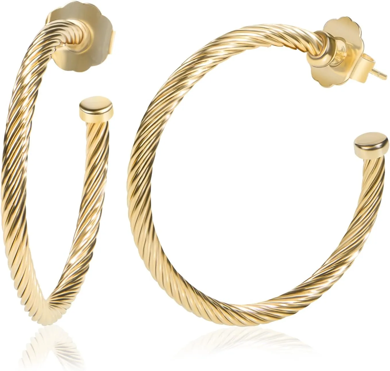 Inspired Designer Twisted Hoop Earrings for Women Fashion Jewelry Cable Wire Half Hoop Earrings for Women Gift