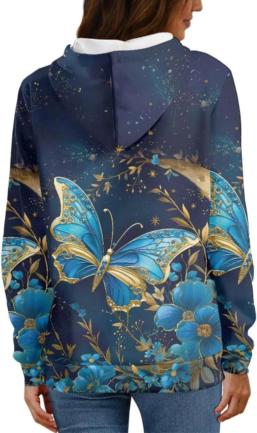 INSTANTARTS Women Girl Long Sleeve Hoodie Sweatshirts Loose Fit Comfortable Athletic Pullover Hooded Tops