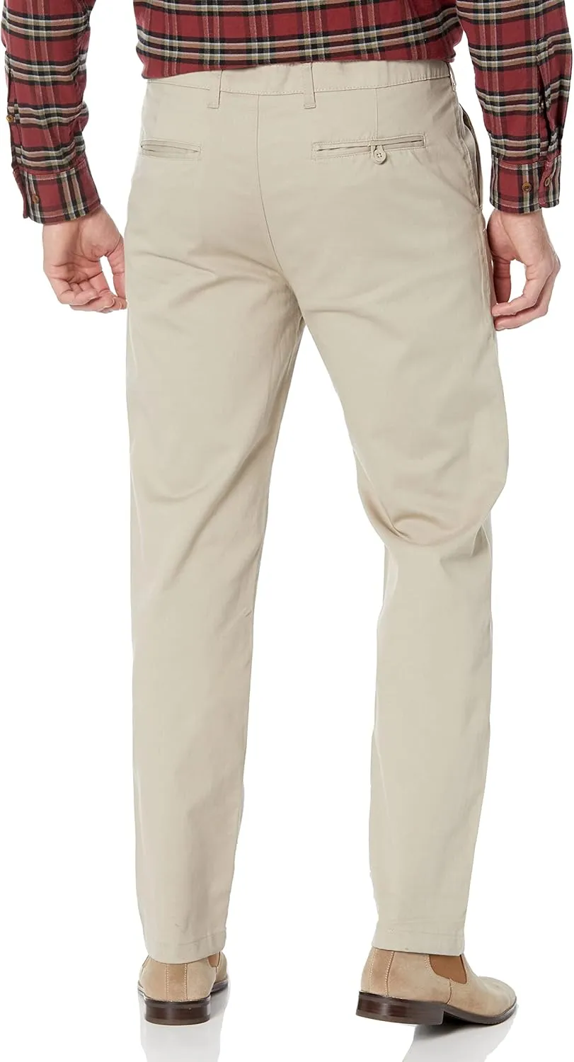 IZOD Men's Young Uniform Twill Khaki Pants, Flat Front & Comfortable Waistband, Stretch Fabric