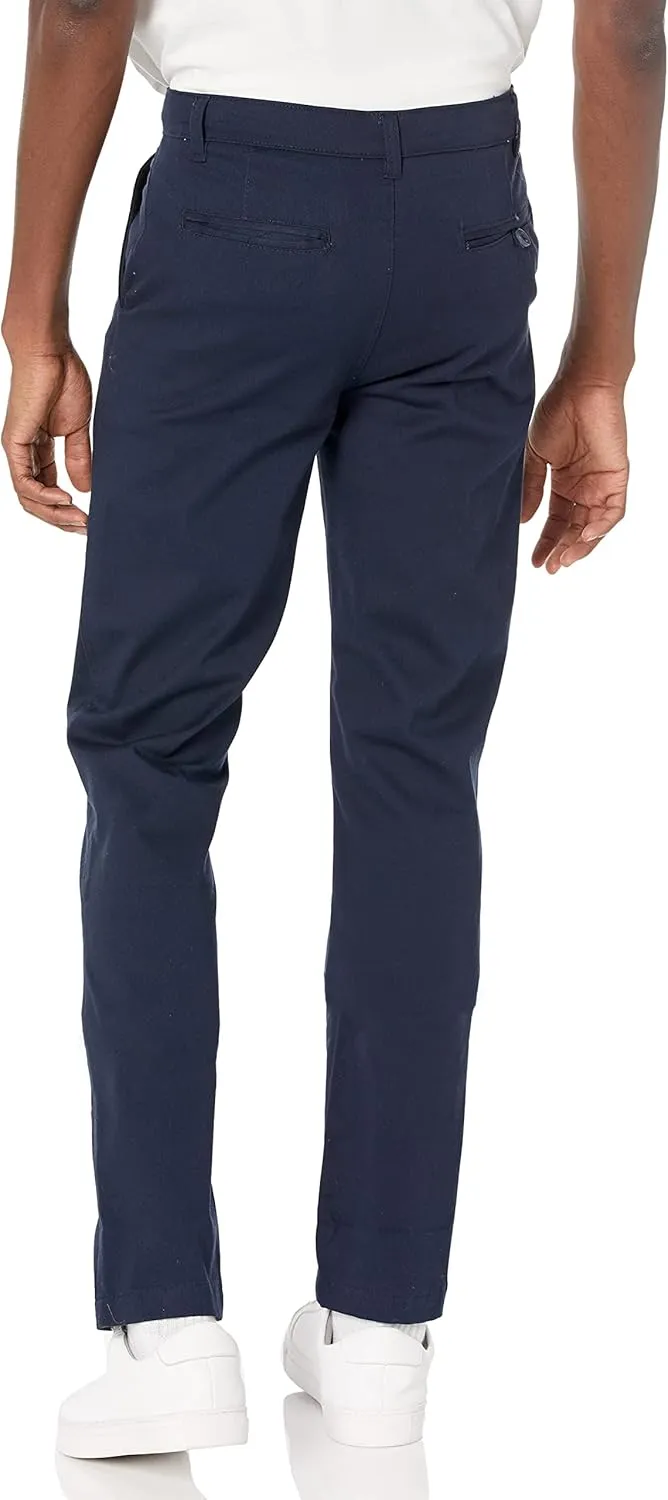 IZOD Men's Young Uniform Twill Khaki Pants, Flat Front & Comfortable Waistband, Stretch Fabric