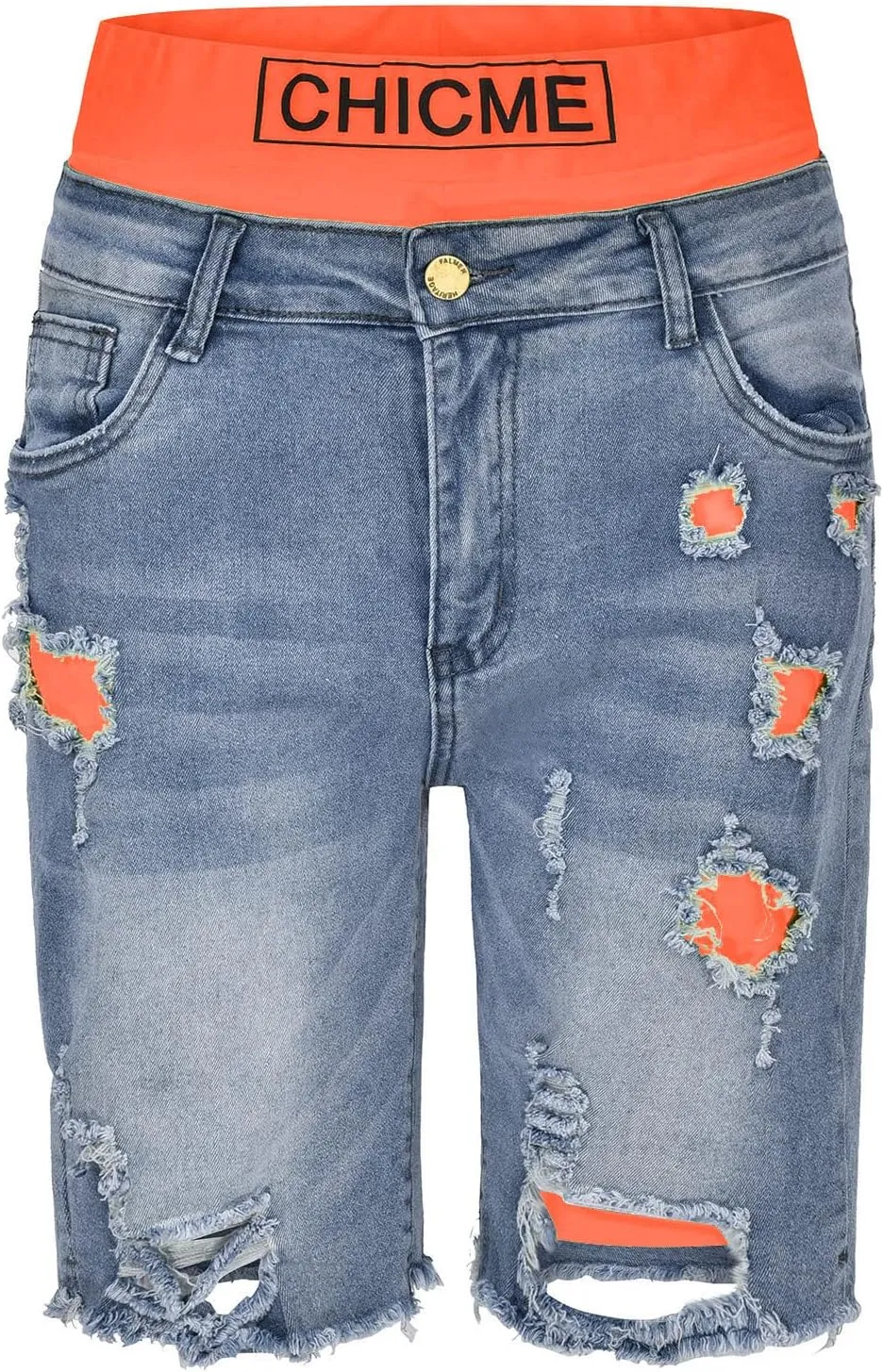 Jeans for Women Trendy Women Fashion Street Contrasting Stitching Two Piece Jeans Shorts Womens Pants with Pockets