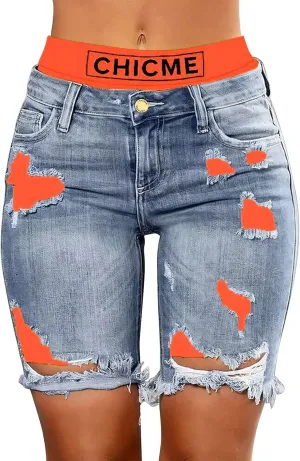 Jeans for Women Trendy Women Fashion Street Contrasting Stitching Two Piece Jeans Shorts Womens Pants with Pockets