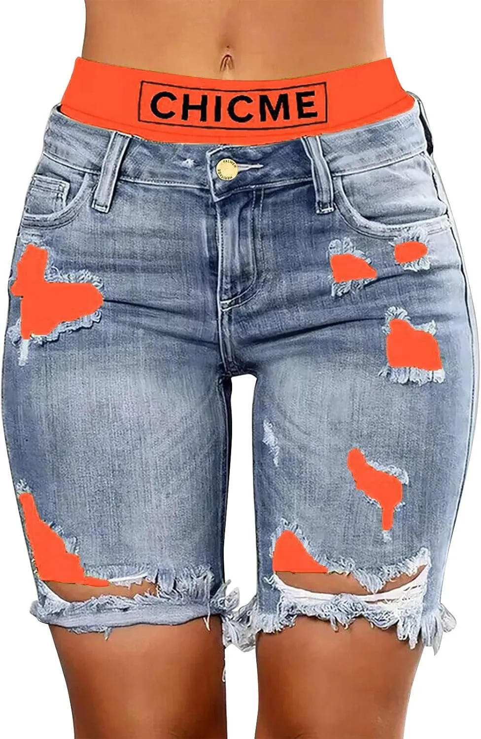 Jeans for Women Trendy Women Fashion Street Contrasting Stitching Two Piece Jeans Shorts Womens Pants with Pockets