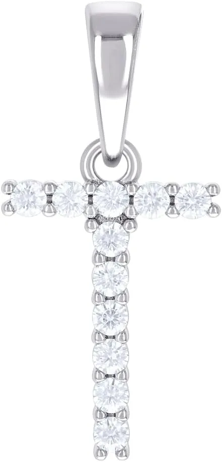 JewelryWeb 925 Sterling Silver Unisex 0.35ct Moissanite Letter Name Personalized Monogram Initial T Alphabet Charm Pendant Necklace 24.7x11.6mm Wide-Pendant for Women
