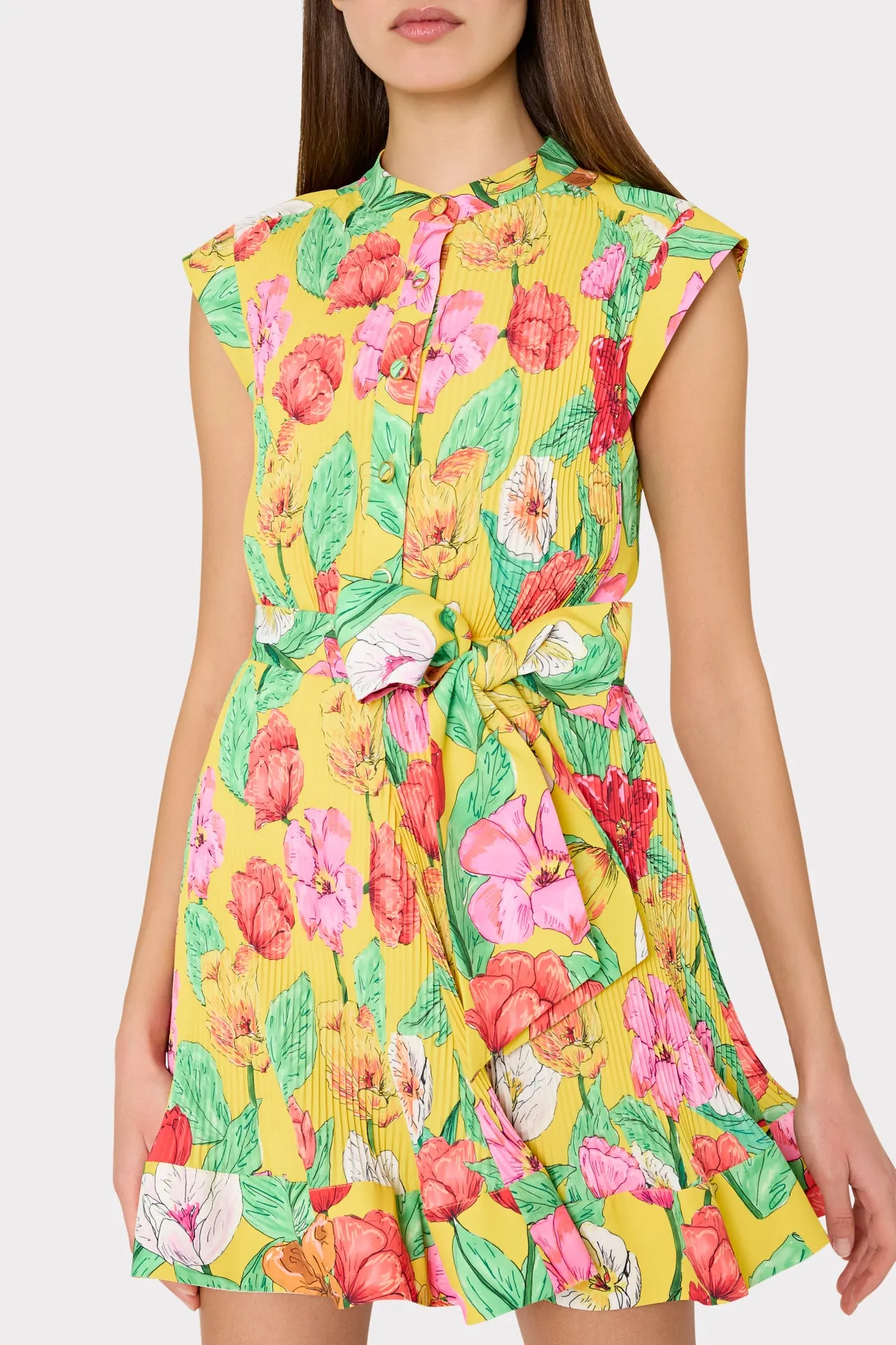 Joan Tulip Rosette Pleated Dress