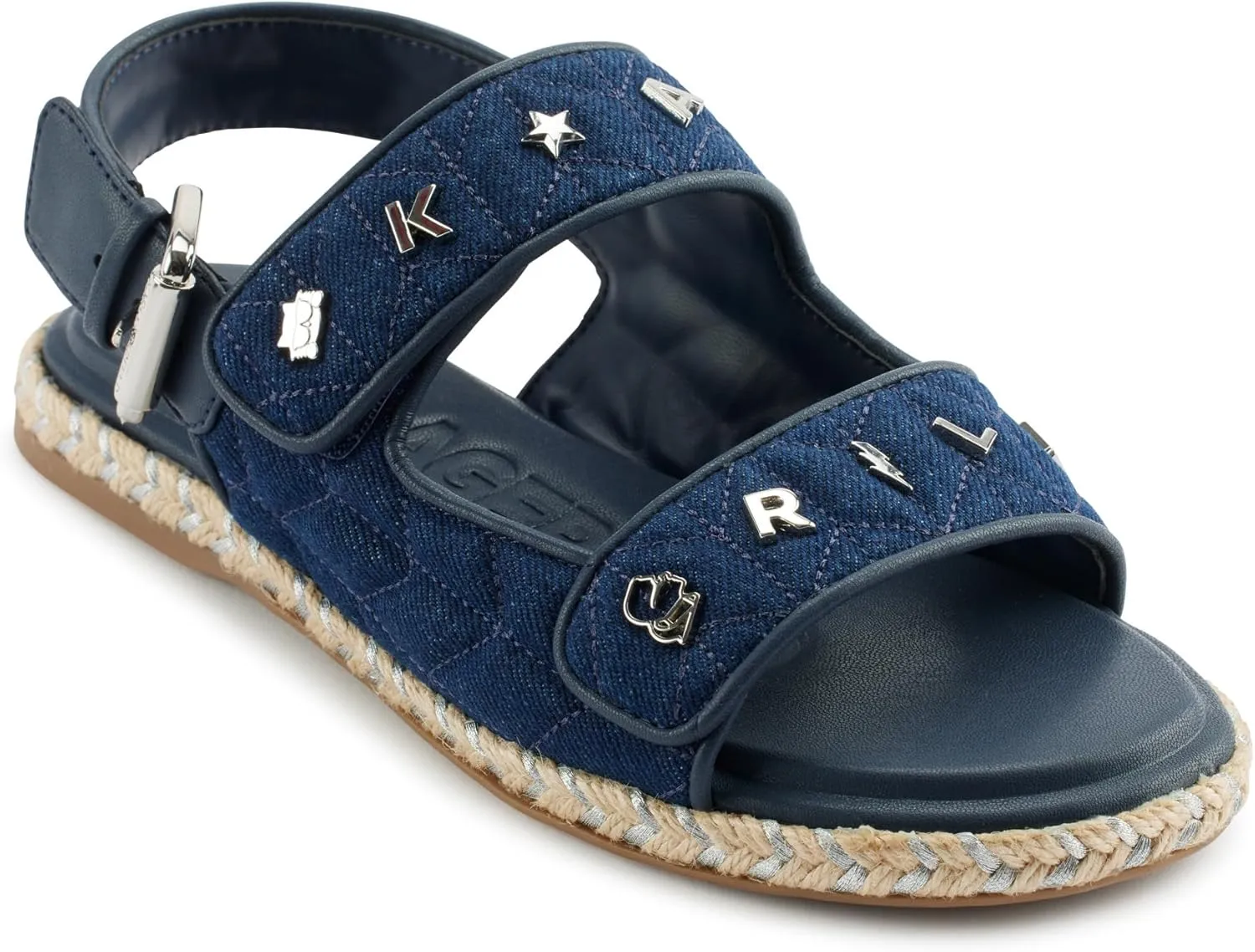 KARL LAGERFELD Women's Cushioned Insole Everyday Charlay Studs-Ankle Sandal Flat