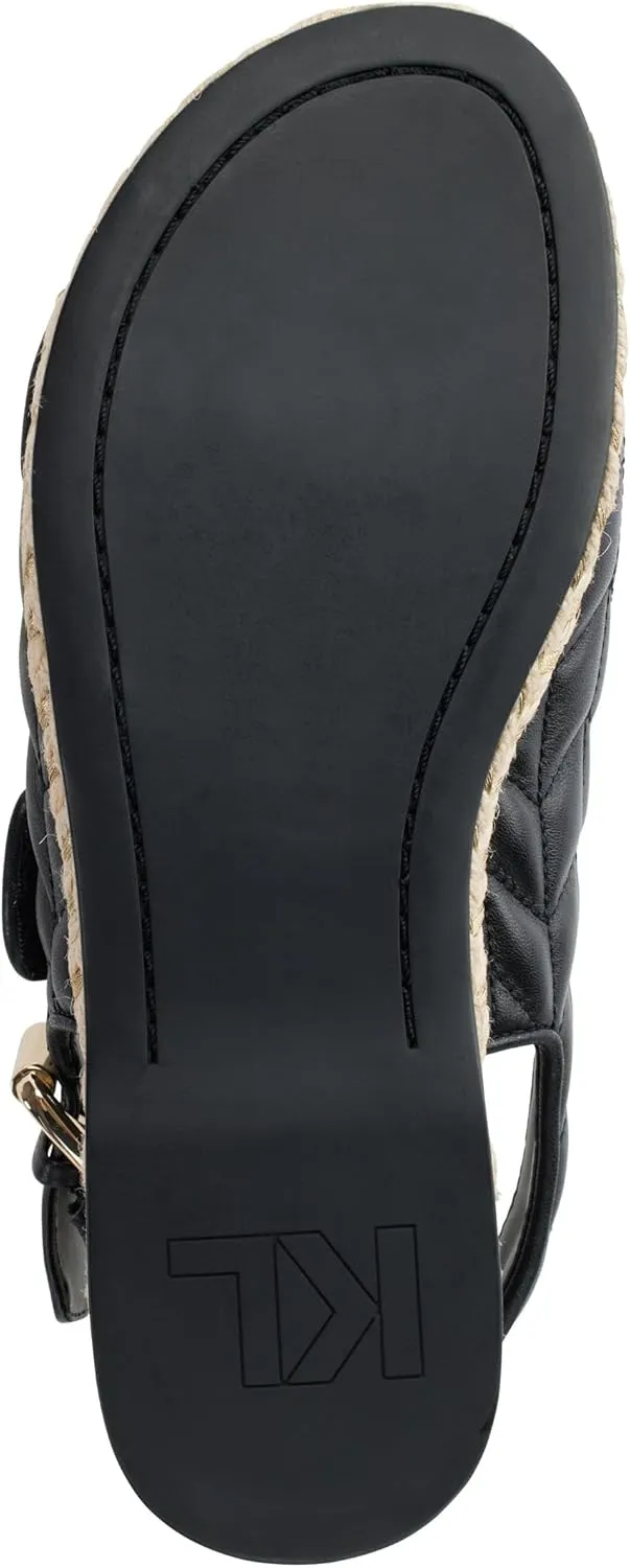 KARL LAGERFELD Women's Cushioned Insole Everyday Charlay Studs-Ankle Sandal Flat