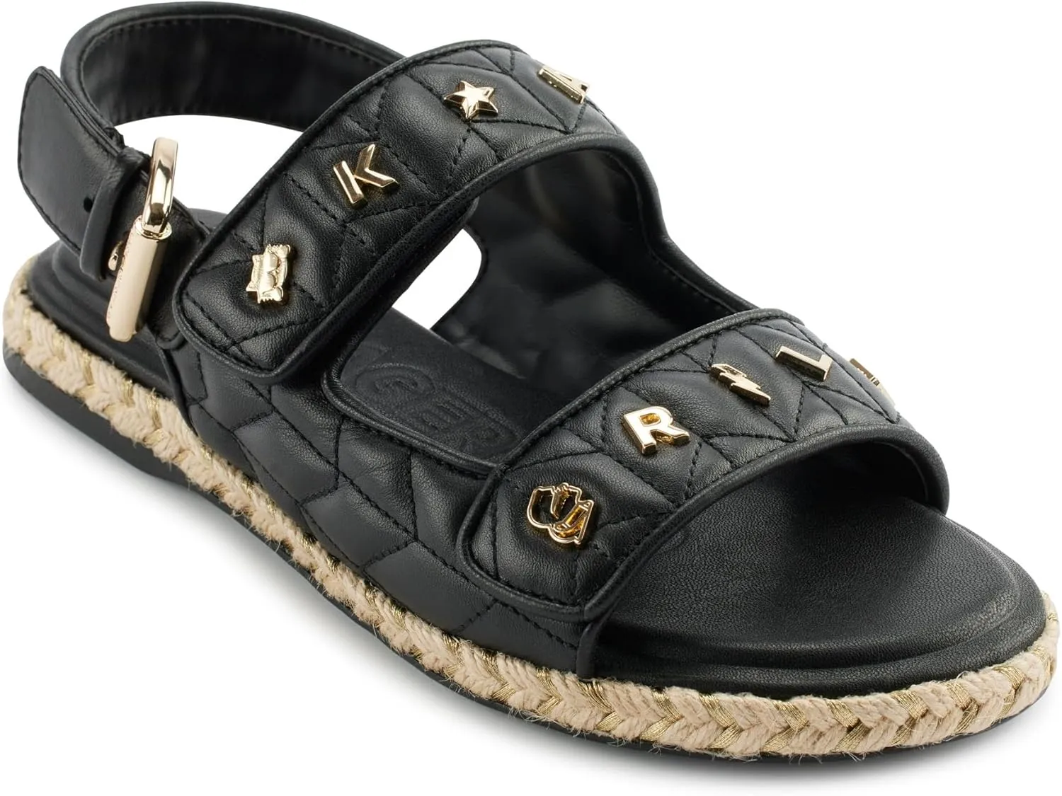 KARL LAGERFELD Women's Cushioned Insole Everyday Charlay Studs-Ankle Sandal Flat