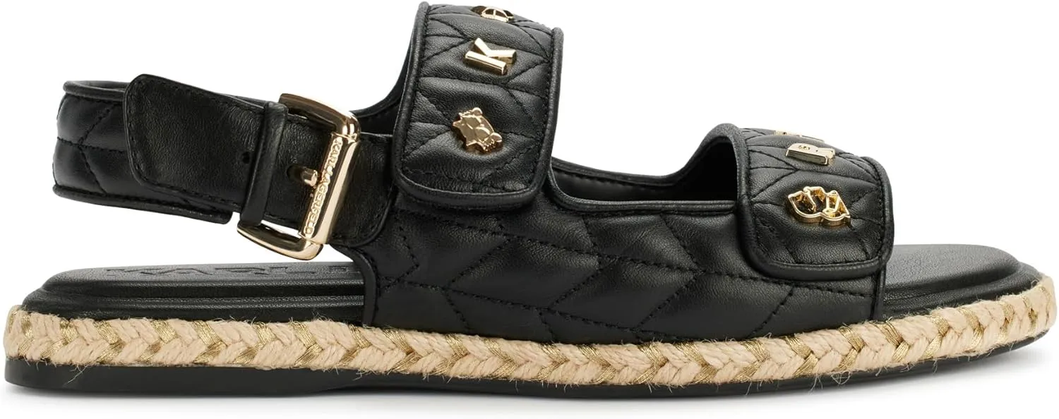 KARL LAGERFELD Women's Cushioned Insole Everyday Charlay Studs-Ankle Sandal Flat