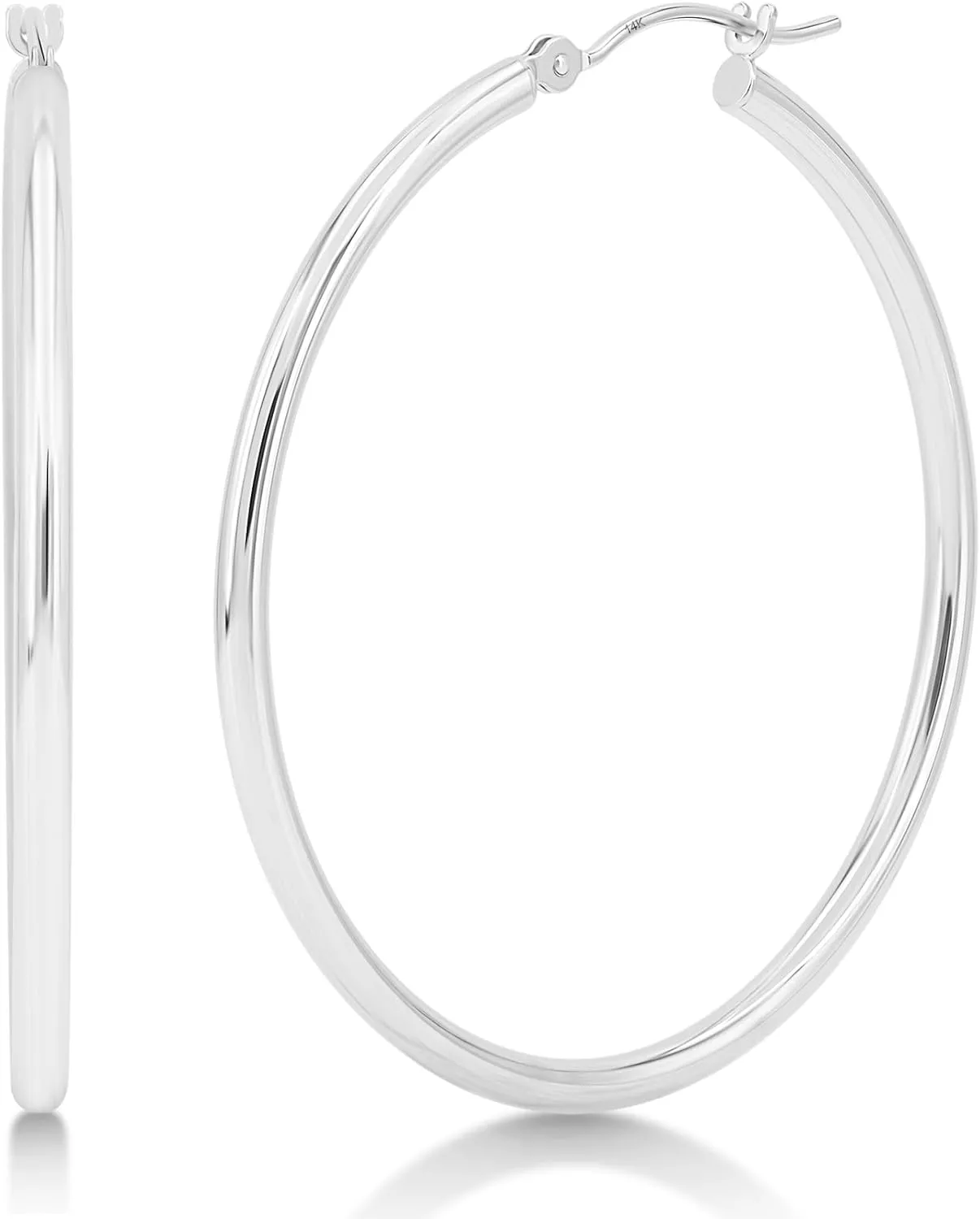 KEZEF 14k Hoop Earrings 2mm Lightweight Hoops for Women Real Solid Gold