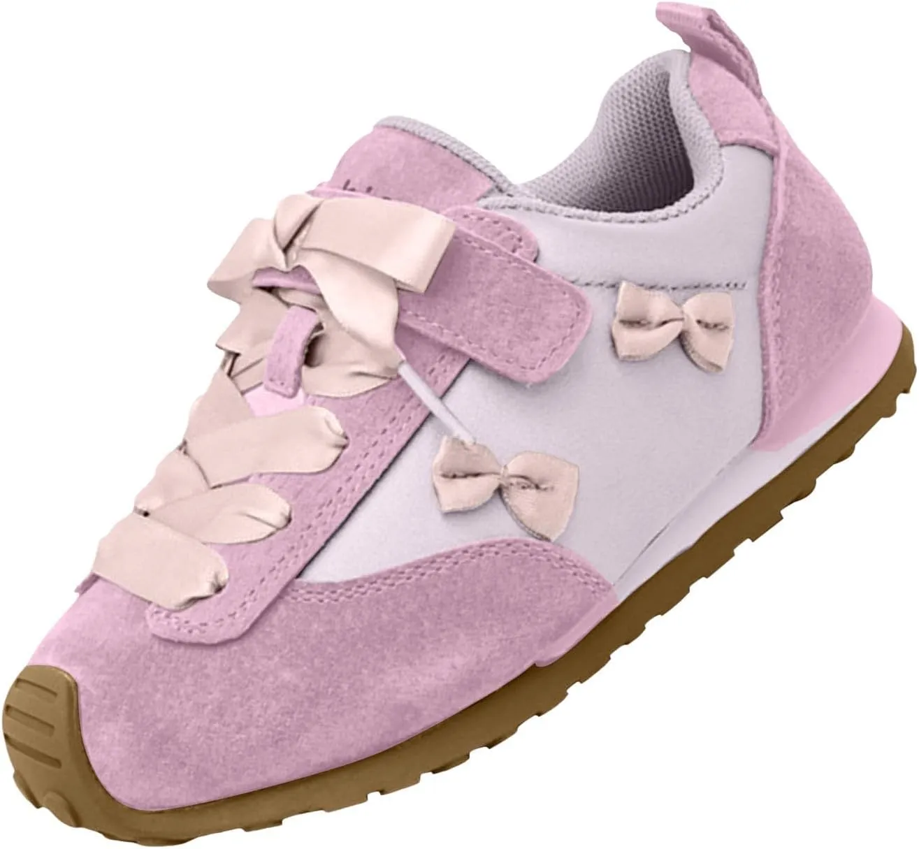 Kids Running Tennis Shoes Girls Toddler Casual Sneakers Fashion Bow Walking Shoes Breathable Soft Sole Lightweight Footwear Infant Preschool Everyday