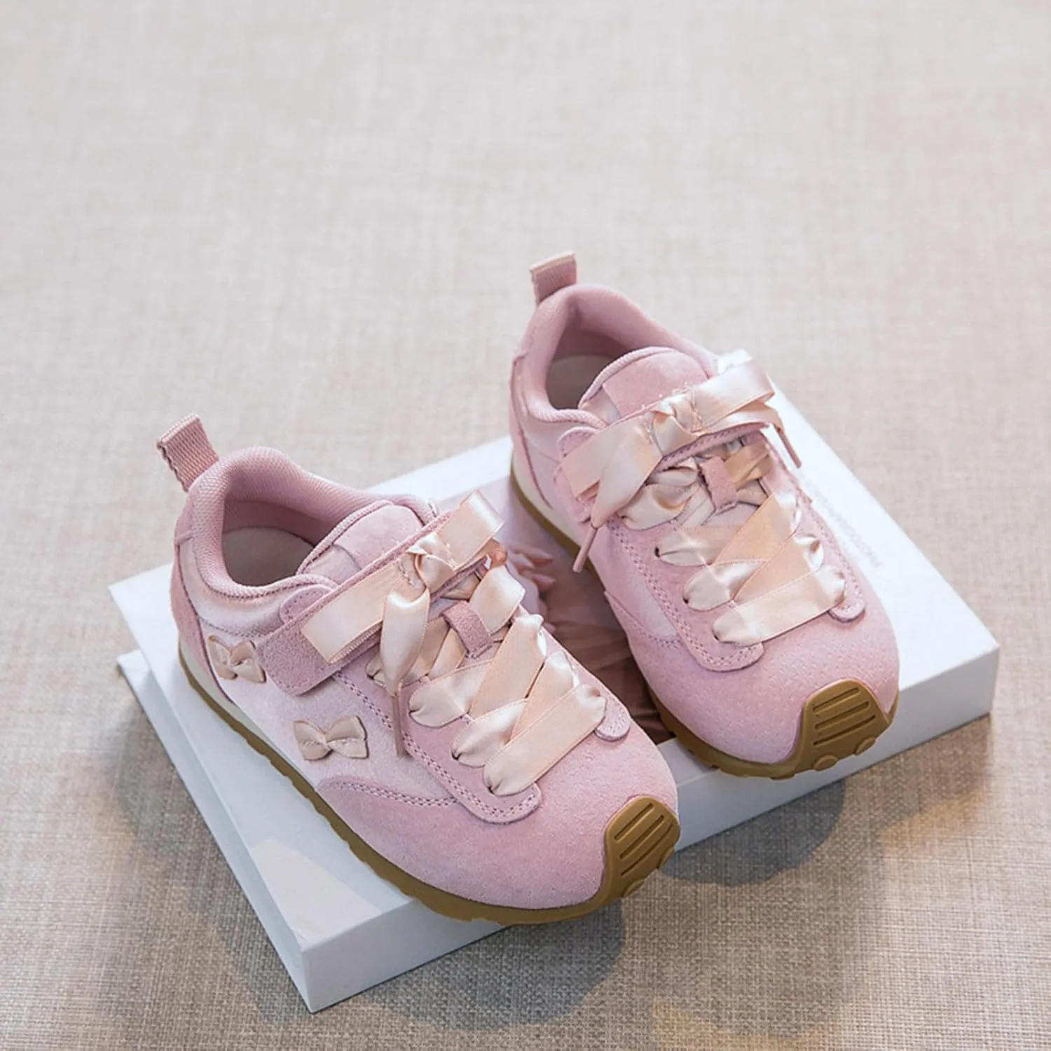 Kids Running Tennis Shoes Girls Toddler Casual Sneakers Fashion Bow Walking Shoes Breathable Soft Sole Lightweight Footwear Infant Preschool Everyday