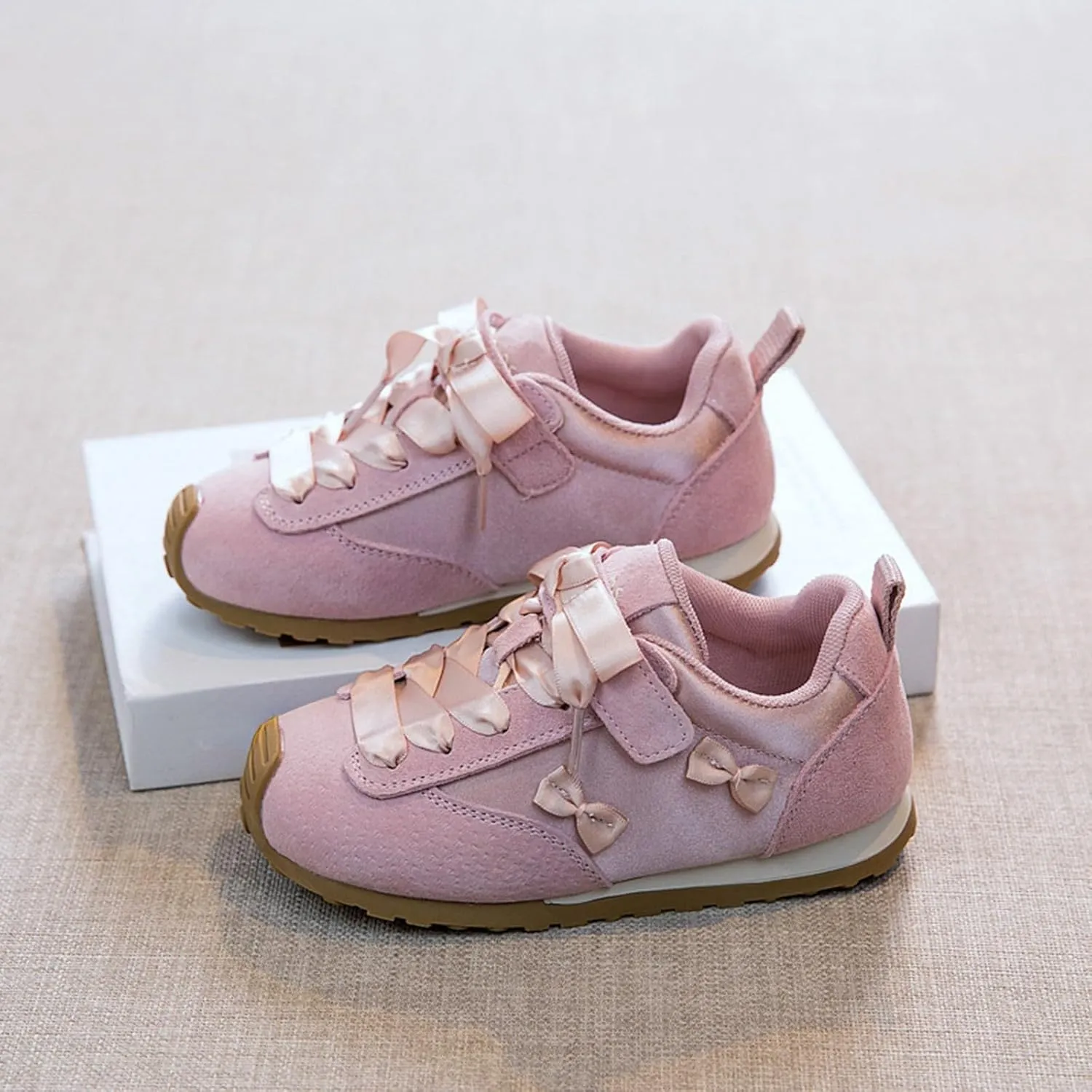 Kids Running Tennis Shoes Girls Toddler Casual Sneakers Fashion Bow Walking Shoes Breathable Soft Sole Lightweight Footwear Infant Preschool Everyday