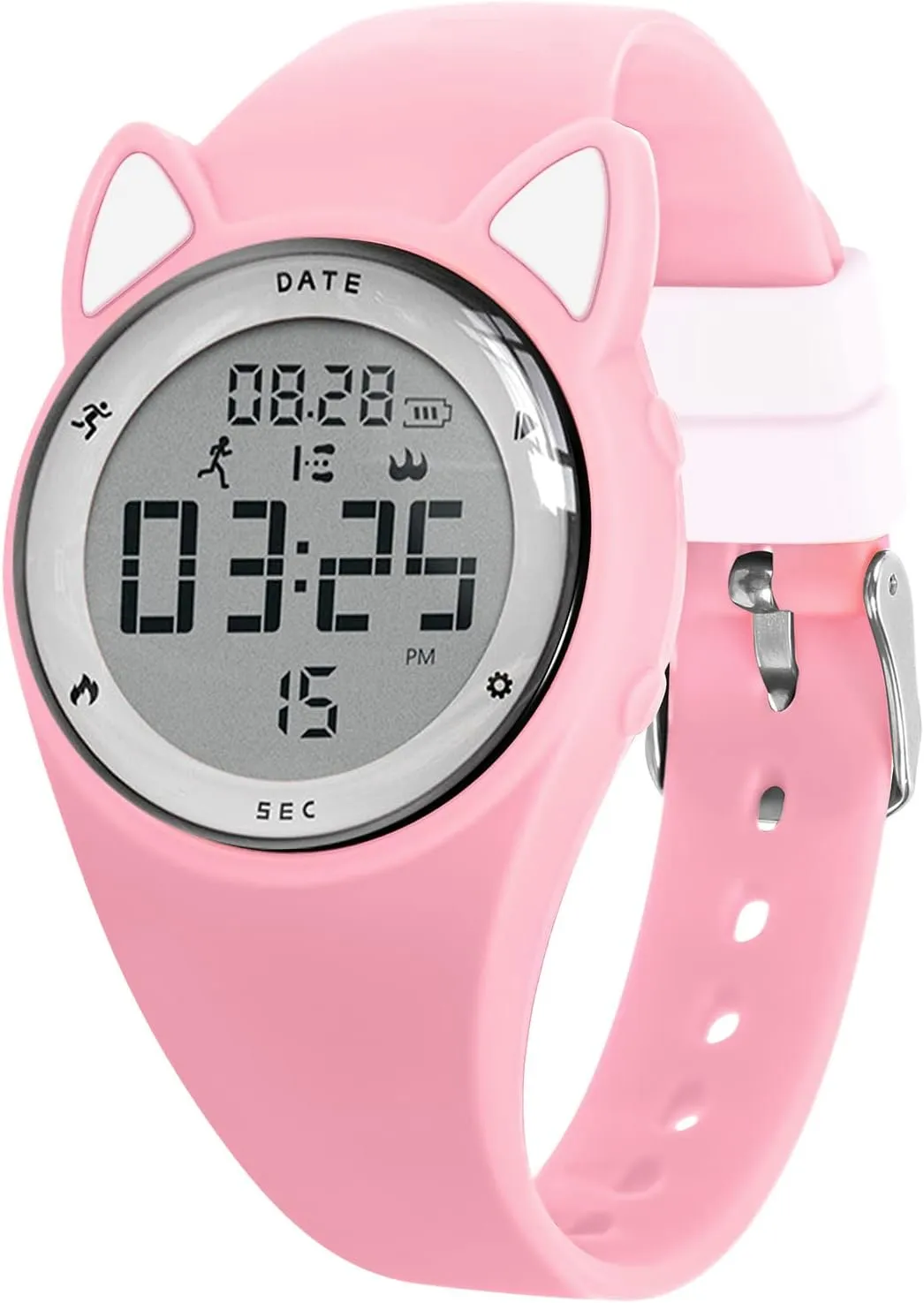 Kids Watch, Digital Watch for Girls Boys, Sport Watch with Alarm Clock, Stopwatch, Waterproof Fitness Tracker with No App for Ages 5-12 Children (MEhuipin-Pink White)