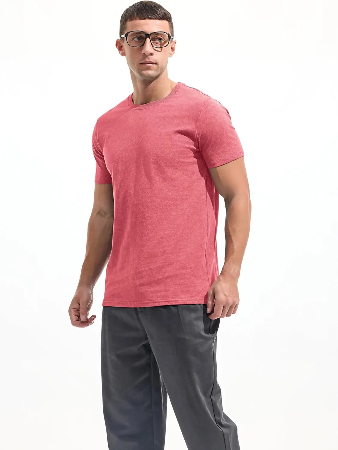 KLIEGOU Mens Crew Neck T Shirt - Short Sleeve Soft Fitted Tees S - XXXL Casual Stylish Tshirts