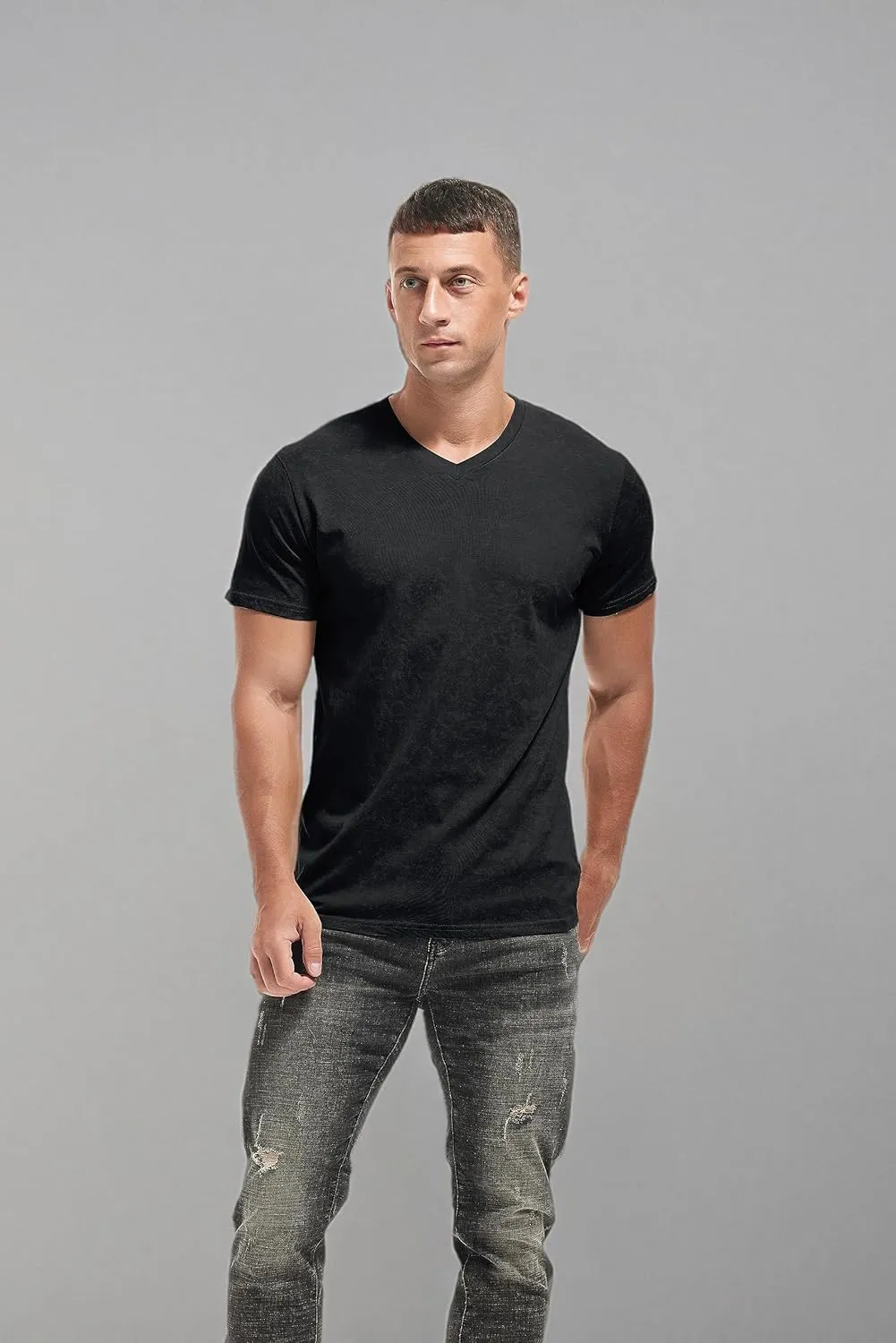 KLIEGOU Mens Crew Neck T Shirt - Short Sleeve Soft Fitted Tees S - XXXL Casual Stylish Tshirts