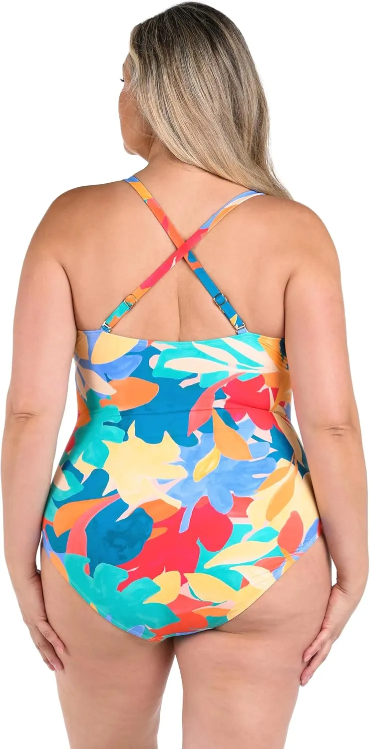 La Blanca Women's Underwire Lace Up One Piece Swimsuit