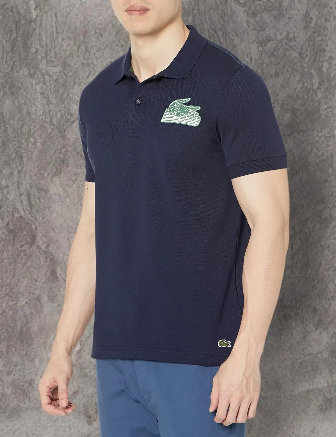 Lacoste Contemporary Collection's Men's Short Sleeve Regular Fit Petit Pique Graphic Polo Shirt