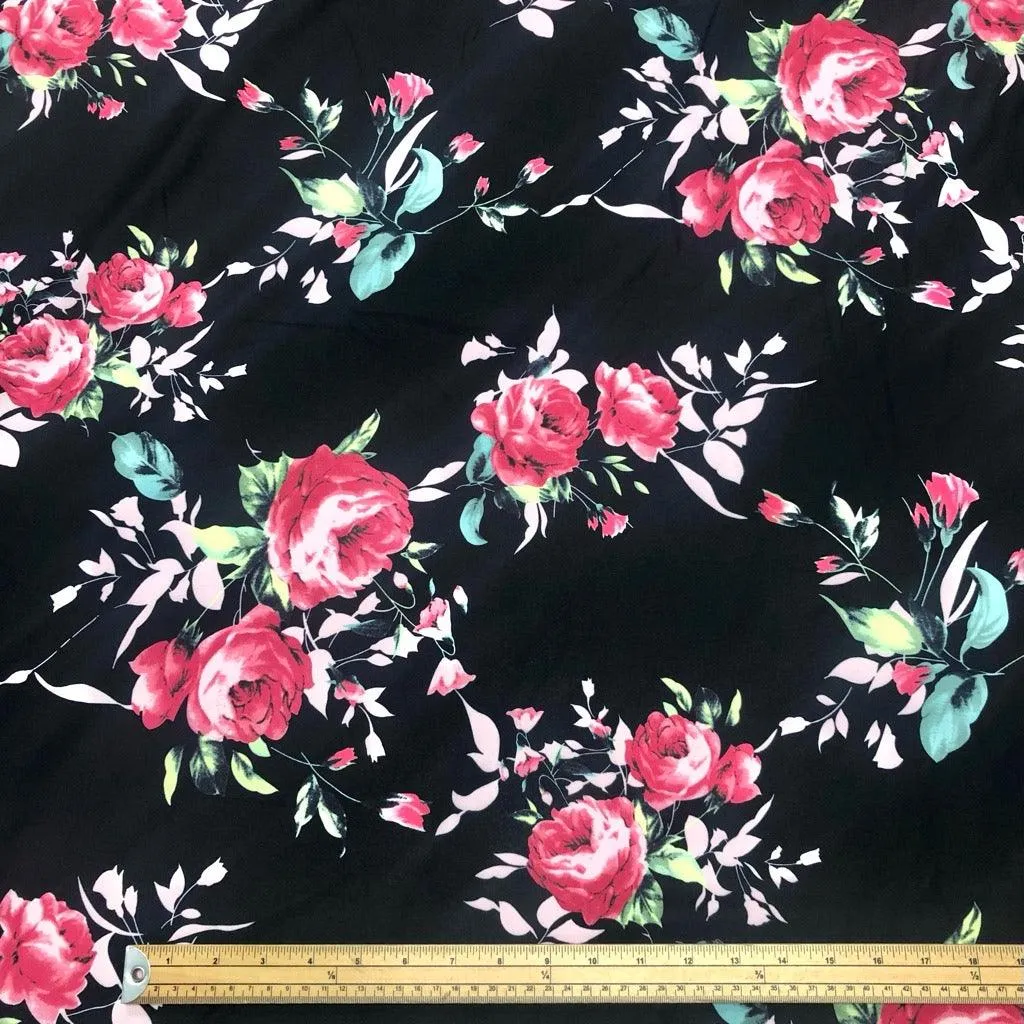 Large Roses Cotton-Touch Polyester Fabric
