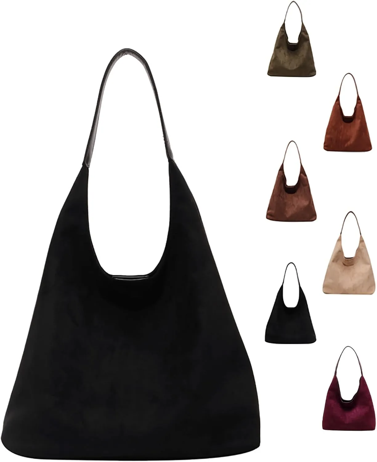 Large Suede Slouchy Bag, Brown Suede Purse Tote Bag for Women, Leather Hobo Bags Handbag Satchel for Work Travel Shopping