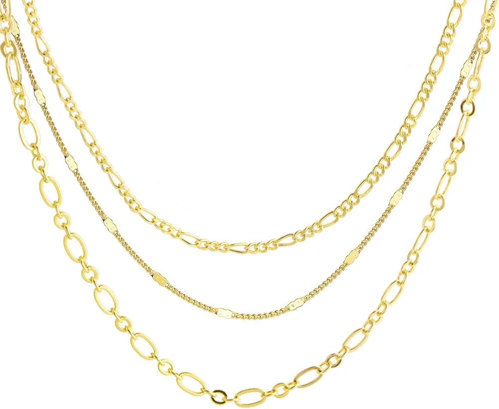 Layered Necklaces for Women Trendy Paperclip Necklace Herringbone Necklace Snake Chain 14k Gold Plated Dot Thin Chain Figaro Gold Chain for Women Jewelry Gift