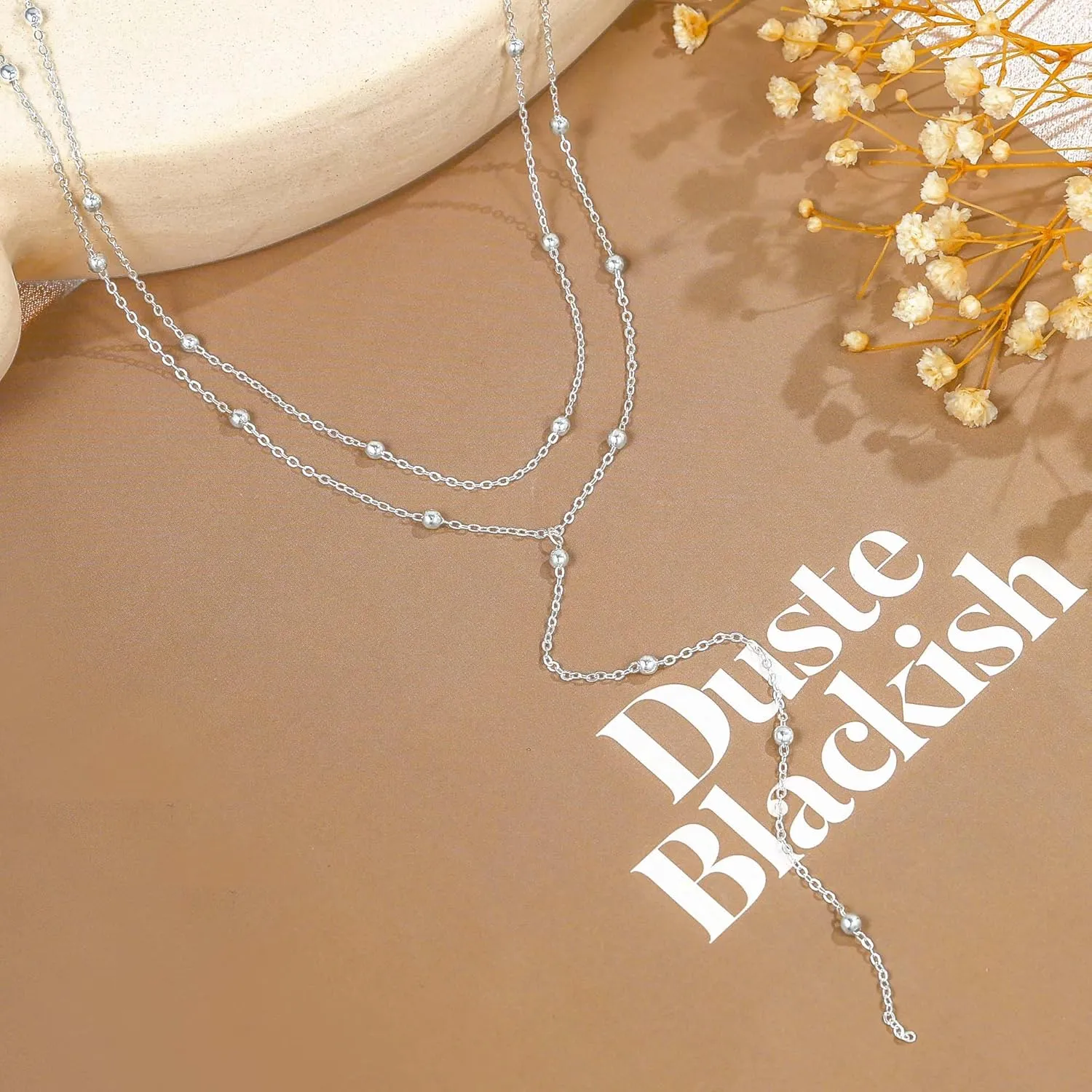 Layered Silver Necklace for Women, Dainty Silver/Gold Plated Long Necklaces for Women Trendy Lariat Y Shaped Cubic Zirconia Pendant Necklaces Fashion Jewelry for Women Christmas Gifts