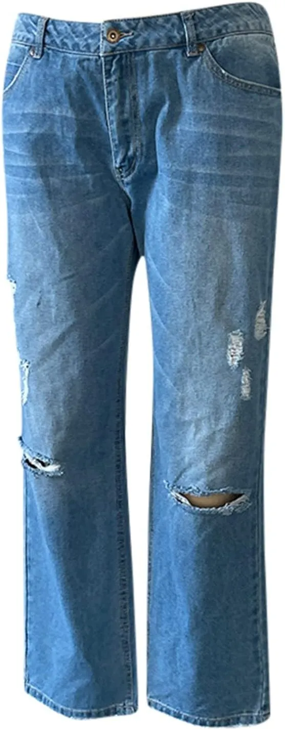 LCMTWX Trendy Jeans for Women 2024 Bib Washed Overalls Rompers Ripped Women's Denim Women's Jeans Flare Stretch