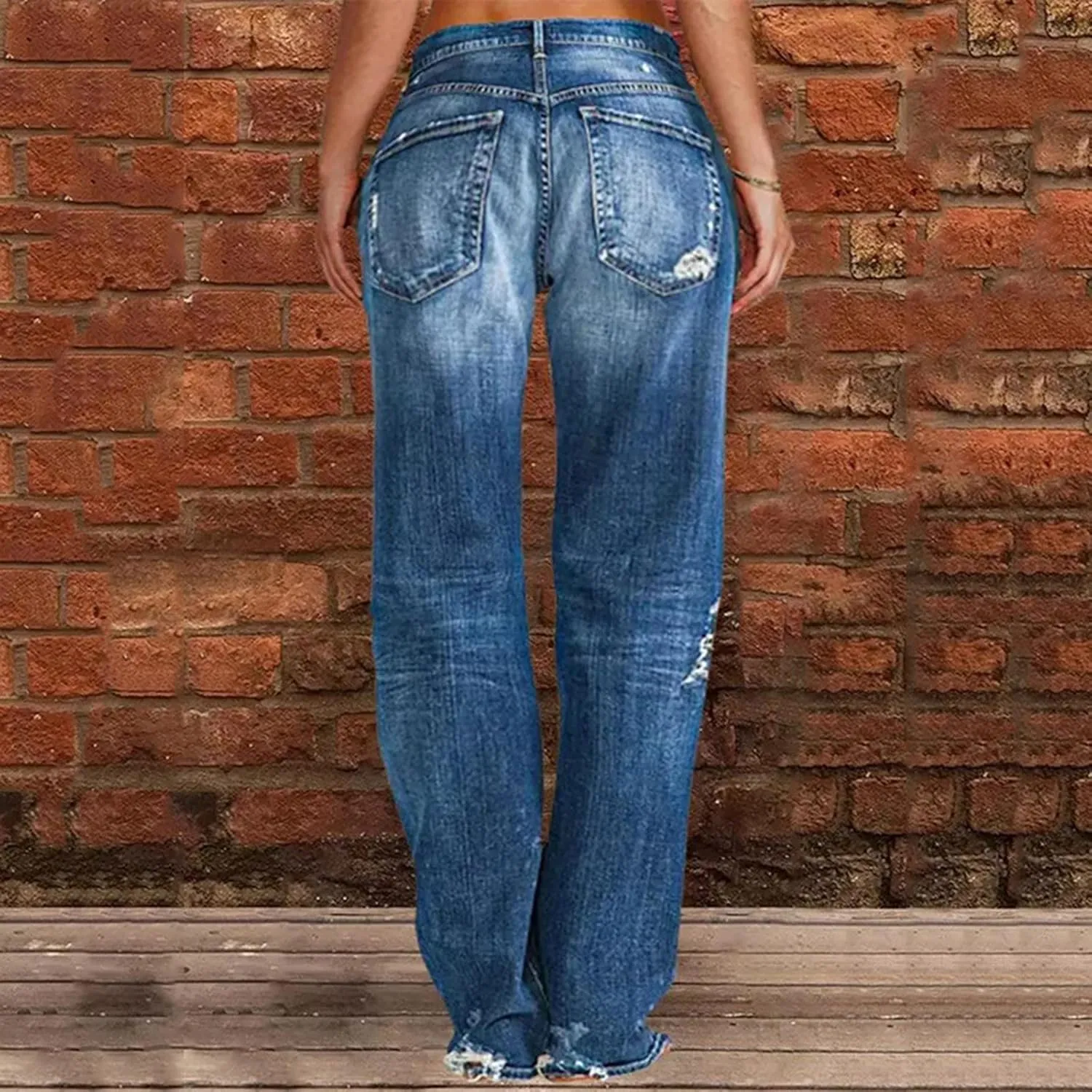 LCMTWX Trendy Jeans for Women 2024 Bib Washed Overalls Rompers Ripped Women's Denim Women's Jeans Flare Stretch