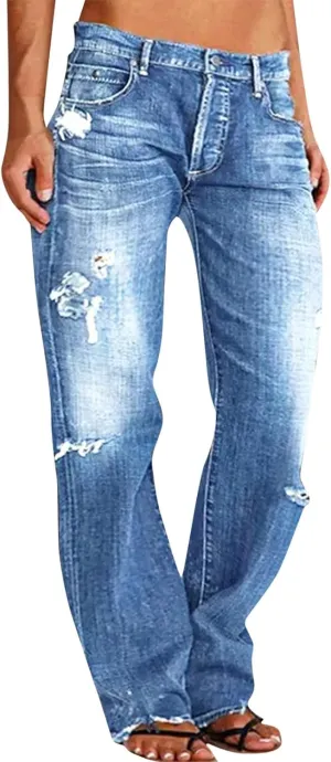 LCMTWX Trendy Jeans for Women 2024 Bib Washed Overalls Rompers Ripped Women's Denim Women's Jeans Flare Stretch