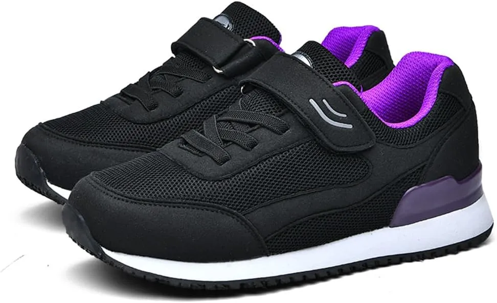 LEADER SHOW Women's Comfort Walking Shoes Casual Safety Non-Slip Elderly Hook-and-Loop Sneakers