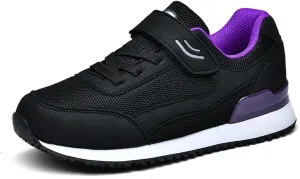 LEADER SHOW Women's Comfort Walking Shoes Casual Safety Non-Slip Elderly Hook-and-Loop Sneakers