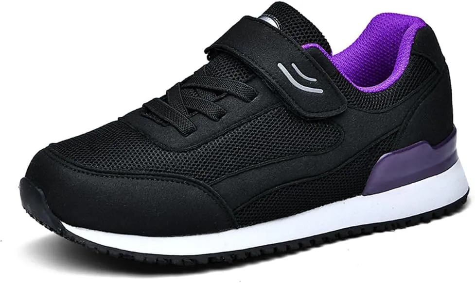 LEADER SHOW Women's Comfort Walking Shoes Casual Safety Non-Slip Elderly Hook-and-Loop Sneakers