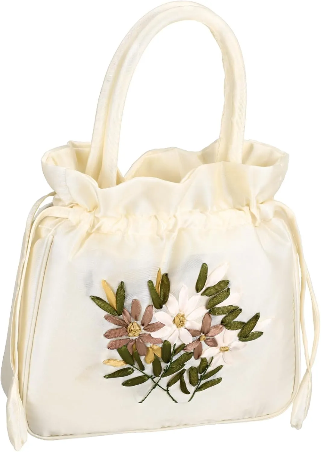 LIFKOME Sophisticated Evening Bag Embroidered Tote Purse for Women Drawstring Clutch Purse for Events