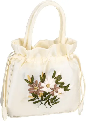 LIFKOME Sophisticated Evening Bag Embroidered Tote Purse for Women Drawstring Clutch Purse for Events