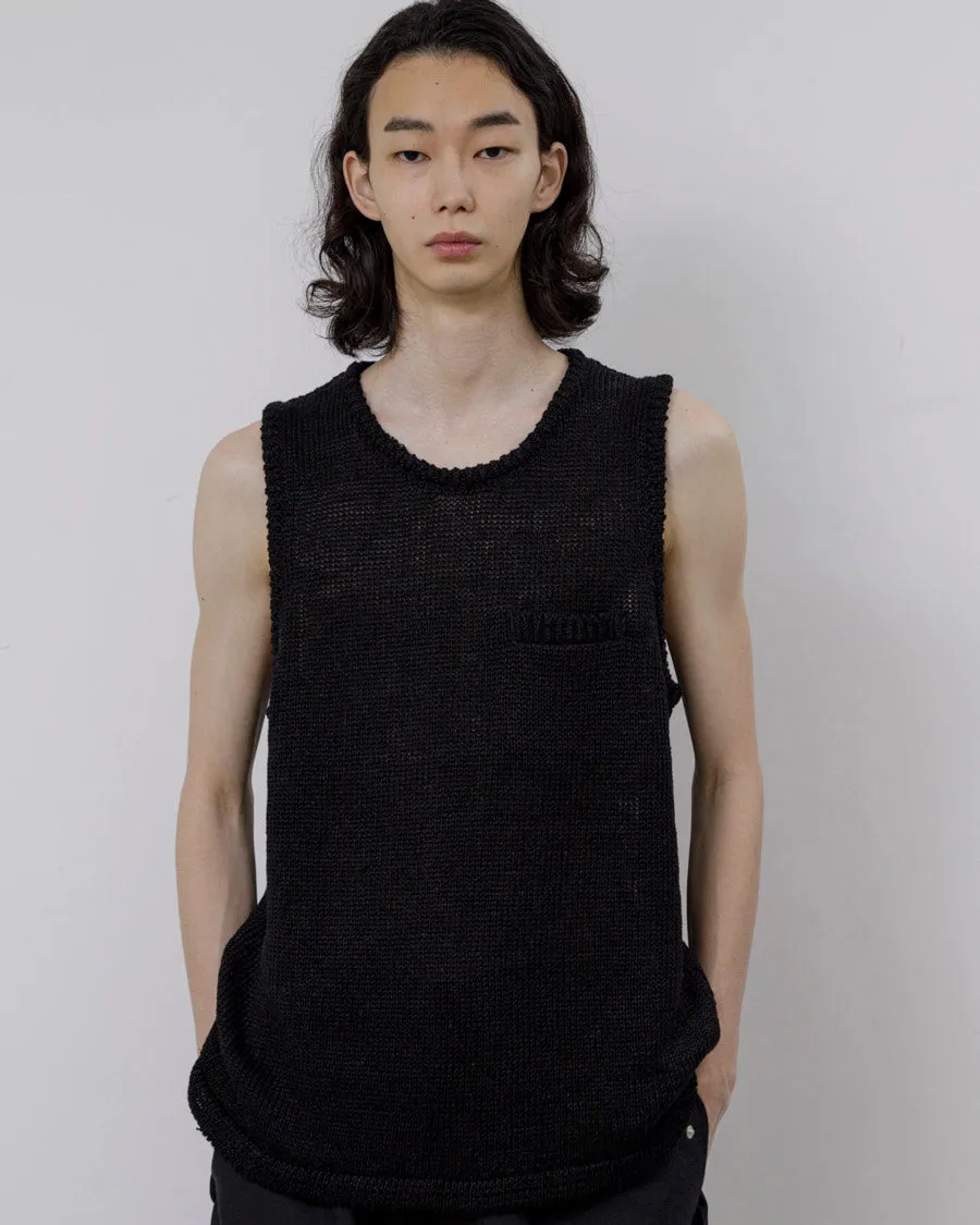 Linen low gauge knit tank top