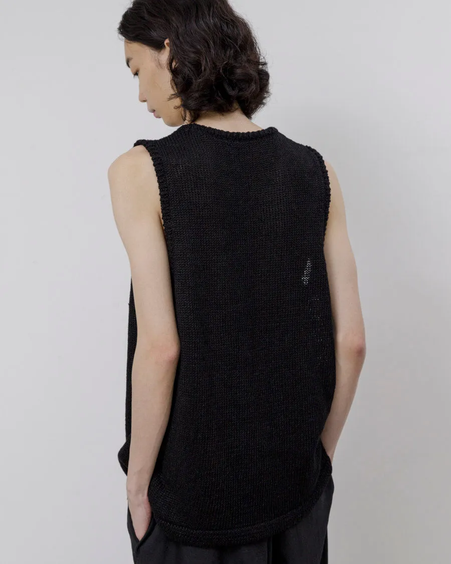 Linen low gauge knit tank top
