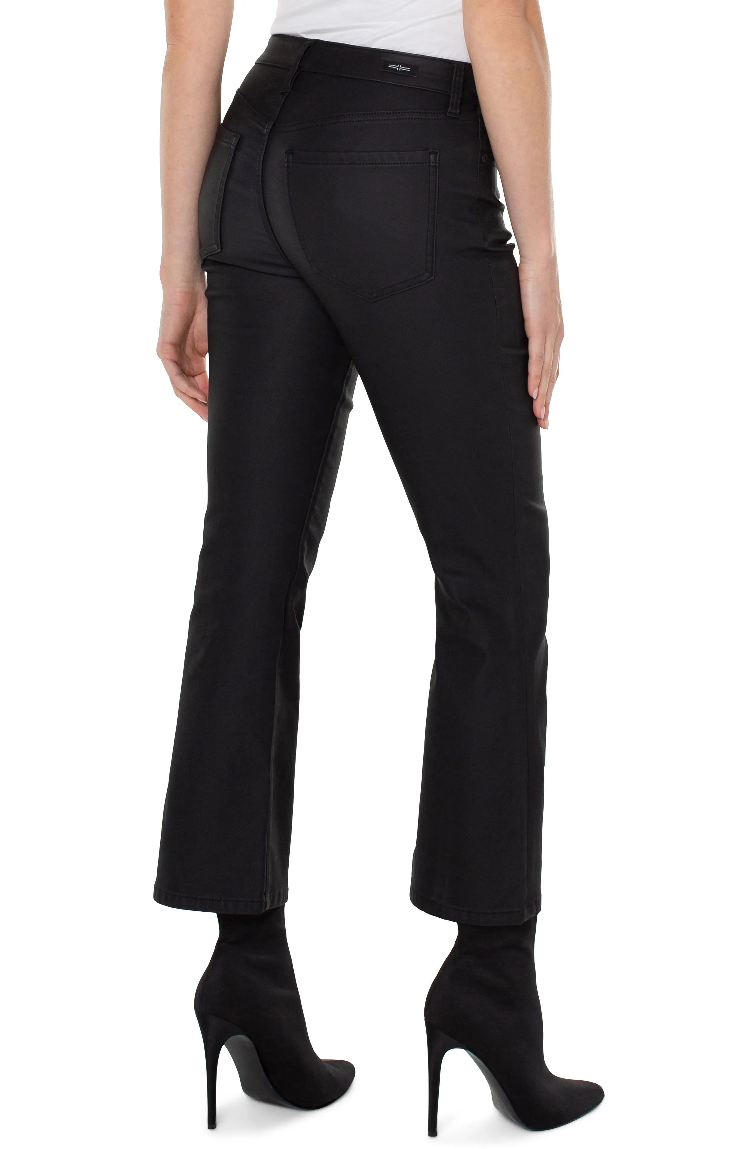 Liverpool Hannah Coated Crop Flare Jeans In Black