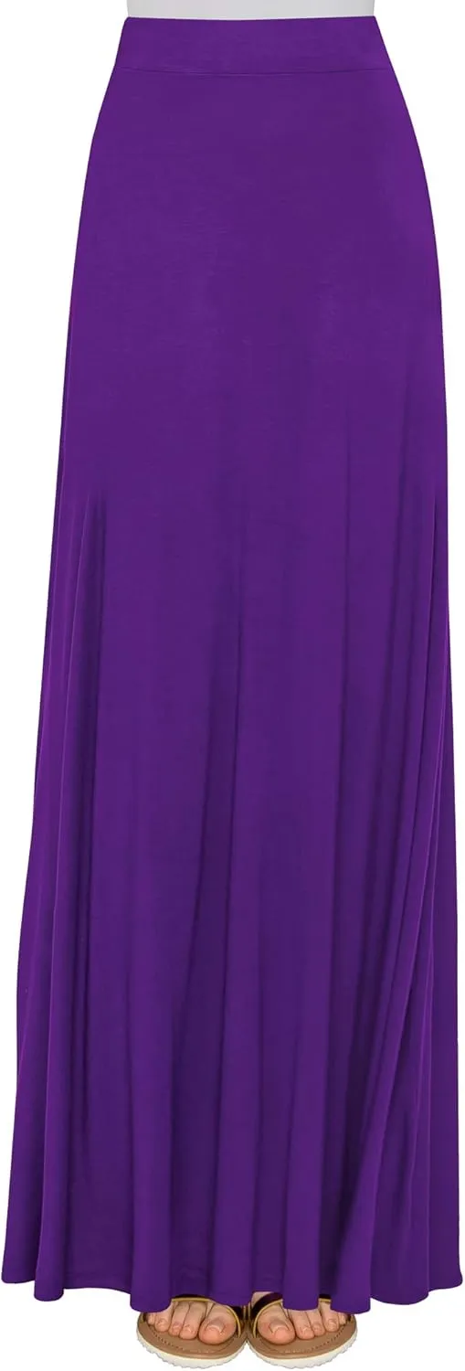 Lock and Love Women's Casual Comfy Stylish High Waist Flare Long Maxi Skirt  Available in Print & Solid Options