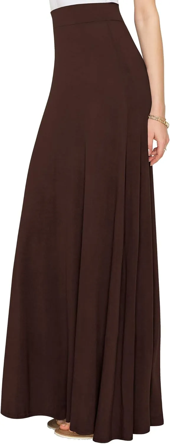 Lock and Love Women's Casual Comfy Stylish High Waist Flare Long Maxi Skirt  Available in Print & Solid Options