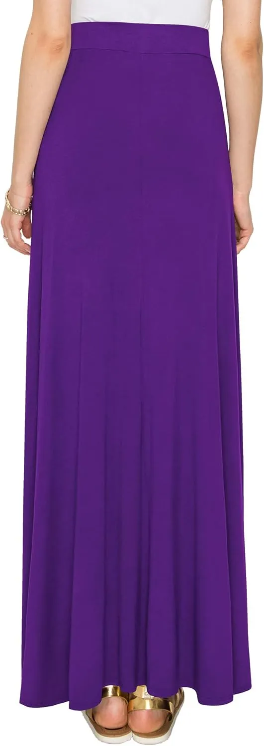 Lock and Love Women's Casual Comfy Stylish High Waist Flare Long Maxi Skirt  Available in Print & Solid Options