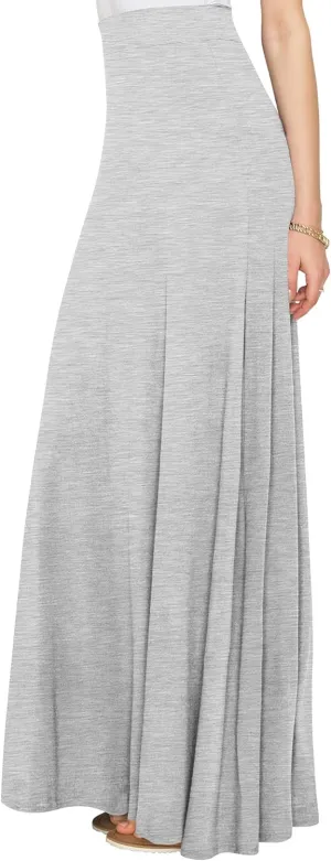 Lock and Love Women's Casual Comfy Stylish High Waist Flare Long Maxi Skirt  Available in Print & Solid Options