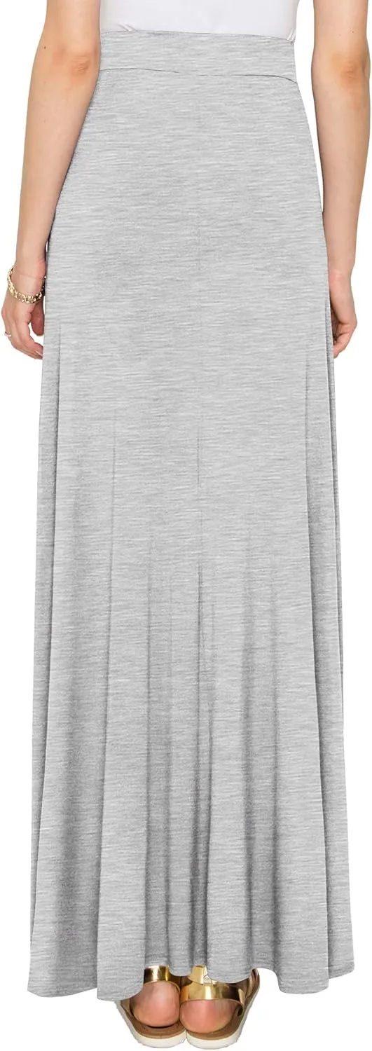 Lock and Love Women's Casual Comfy Stylish High Waist Flare Long Maxi Skirt  Available in Print & Solid Options