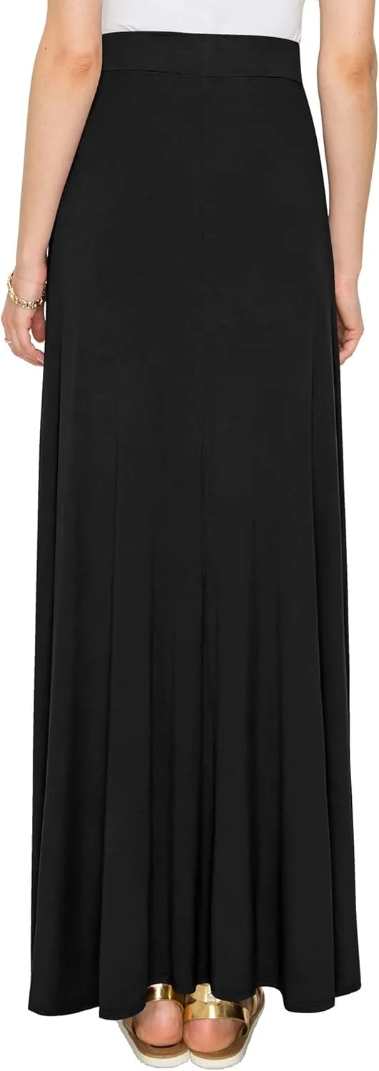 Lock and Love Women's Casual Comfy Stylish High Waist Flare Long Maxi Skirt  Available in Print & Solid Options